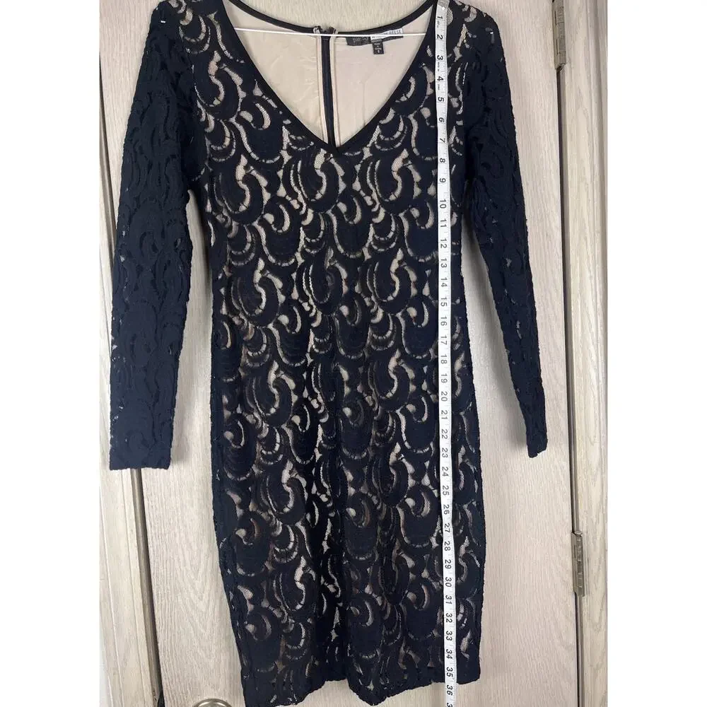 Plenty by Tracy Reese Anthropology Bodycon Black Lace Nude lined Size 6 - Picture 3 of 6